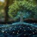 Digital Tree of Life Merging Nature and Technology in a Futuristic Landscape  | Premium AI-generated image